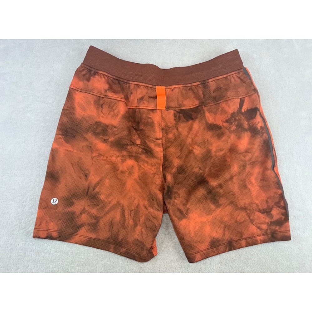 Lululemon Mens Size 30 Tie Dye Athletic Training Shorts Orange Brown